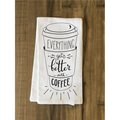 One Bella Casa One Bella Casa 75097TW Everything Gets Better with Coffee Tea Towel - Black 75097TW